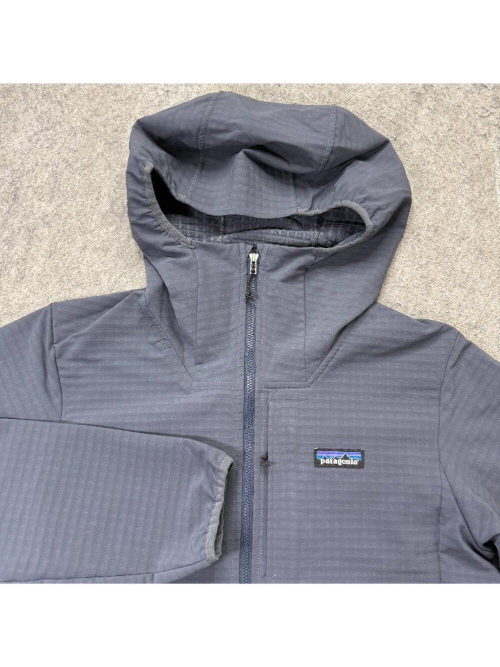 Patagonia Jacket R1 TechFace Hoody Men S Blue Full Zip Waffle Hooded 83578